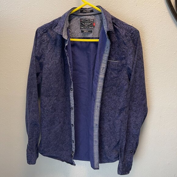 Cactus New York Mens Slim Fit Blue Button-Up Shirt On The Road Travellers S - Picture 7 of 16